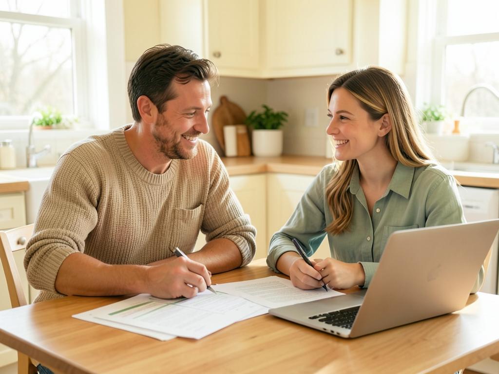 A person reviewing support documents with another person at a table